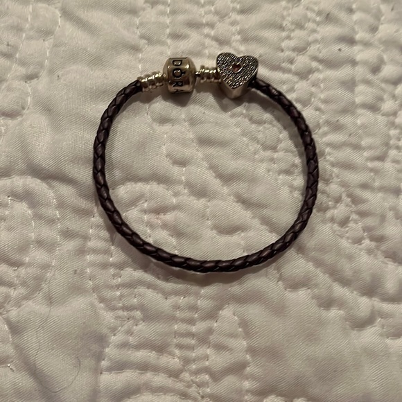 Leather Pandora Bracelet and charm set - Picture 1 of 3
